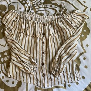 Off the Shoulder Yellow & Black Shirt